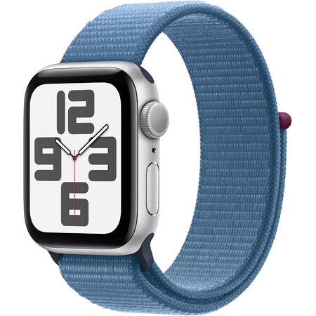 Apple Watch SE GPS GPS 40mm Silber Aluminium Gehäuse mit Winter blau Sport Schleife