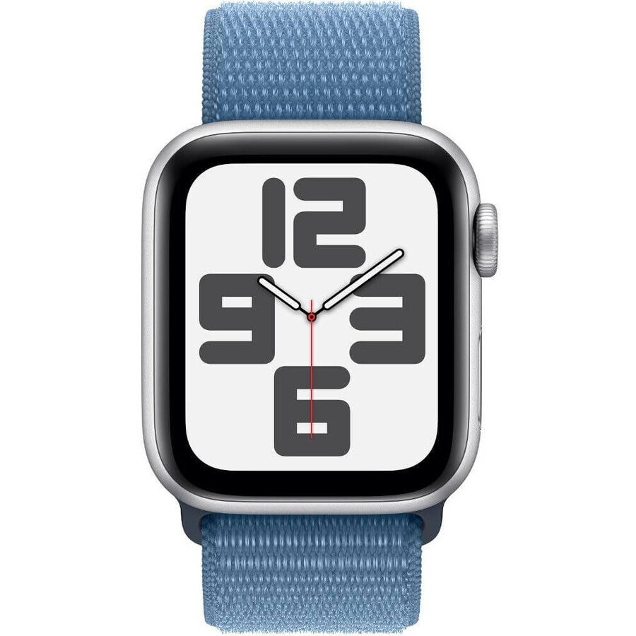 Apple Watch SE GPS GPS 40mm Silber Aluminium Gehäuse mit Winter blau Sport Schleife