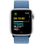 Apple Watch SE GPS GPS 40mm Silber Aluminium Gehäuse mit Winter blau Sport Schleife