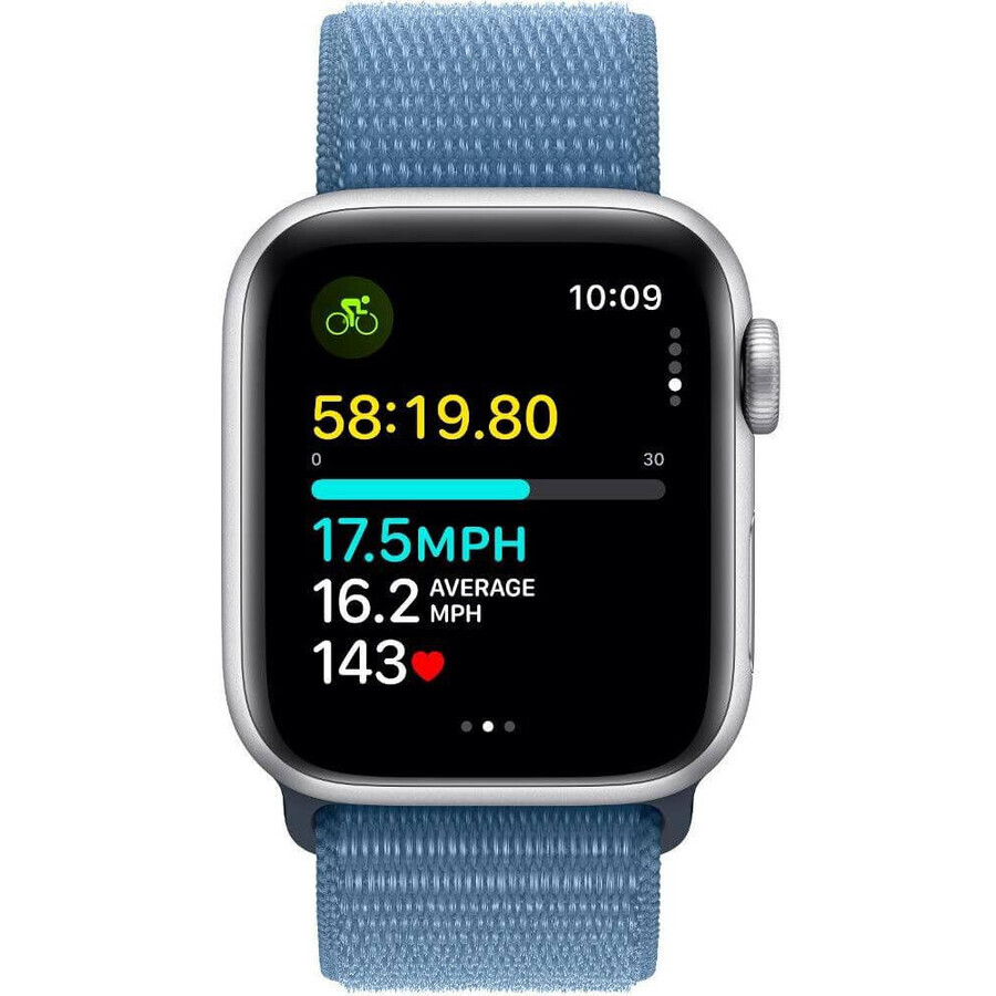 Apple Watch SE GPS GPS 40mm Silber Aluminium Gehäuse mit Winter blau Sport Schleife