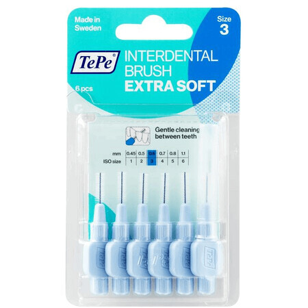 TePe Extra weiche Interdentalbürsten 0,6mm hellblau 6 Stück