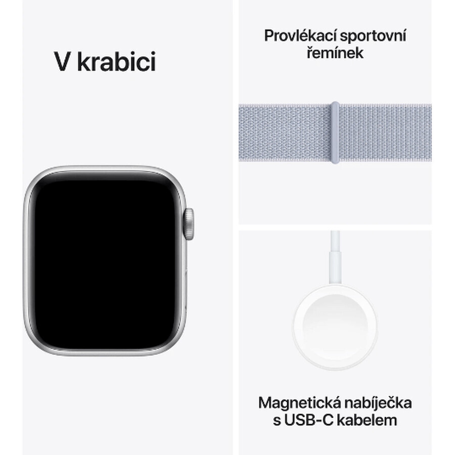 Apple Watch SE GPS 40mm Silber Aluminium Gehäuse mit Sport Schnalle Blue Cloud