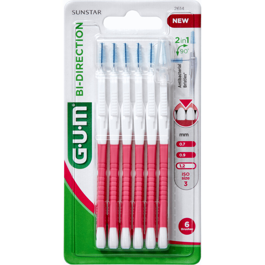 Gum Bi-direction Ultra Interdentalbürste mit flexiblem Mechanismus 1,2 mm ISO3 6 Stück