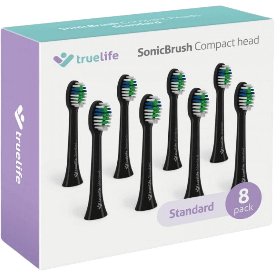 TrueLife SonicBrush SonicBrush Compact Heads Schwarz Standard Ersatzkappe 8 Stück