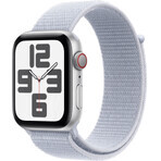 Apple Watch SE GPS + Cellular 44mm Zilveren aluminium behuizing met sportgesp Blauwe wolk