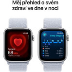 Apple Watch SE GPS + Cellular 44mm Zilveren aluminium behuizing met sportgesp Blauwe wolk