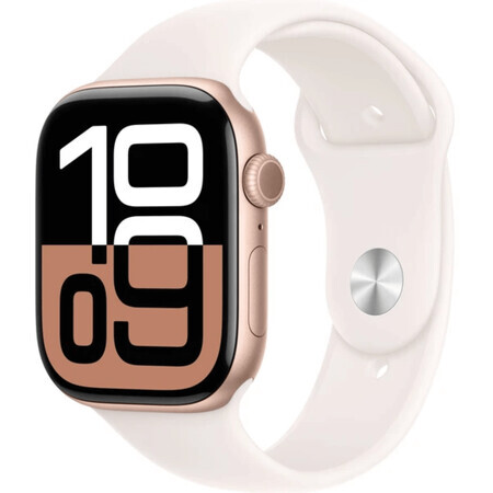 Apple Watch Series 10 GPS 46mm Rose Gold Aluminium Case with Sport Band Light Blush - M/L