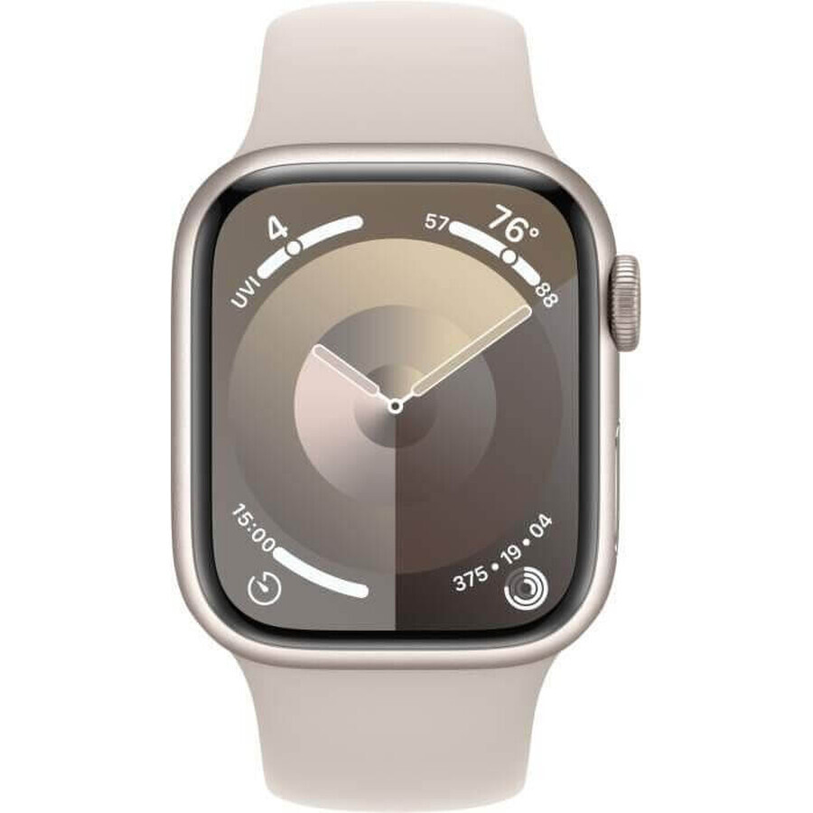 Apple Watch Series 9 GPS 41mm Starlight 41mm Starlight Aluminiumgehäuse mit Starlight Sportarmband - S/M