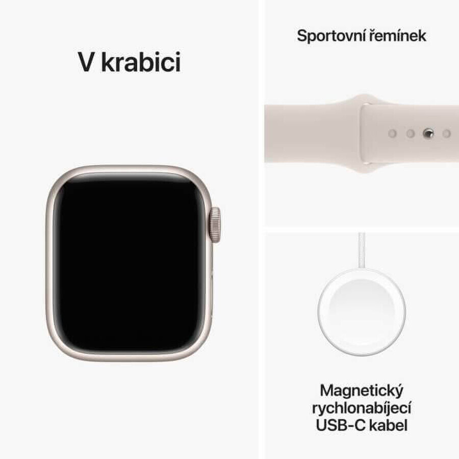 Apple Watch Series 9 GPS 41mm Starlight 41mm Starlight Aluminiumgehäuse mit Starlight Sportarmband - S/M