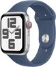 Apple Watch SE (2024) Cellular 40mm, silbernes Aluminium mit Denim Sport Armband M/L