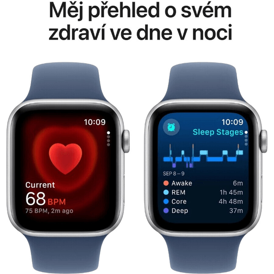 Apple Watch SE (2024) Cellulaire 40mm, aluminium argenté avec bracelet sport Denim M/L