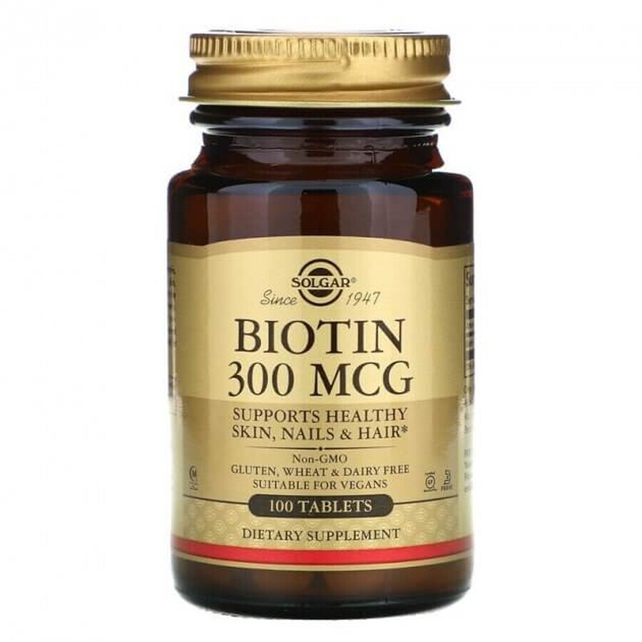 Biotin 300 mcg, 100 tablet, Solgar