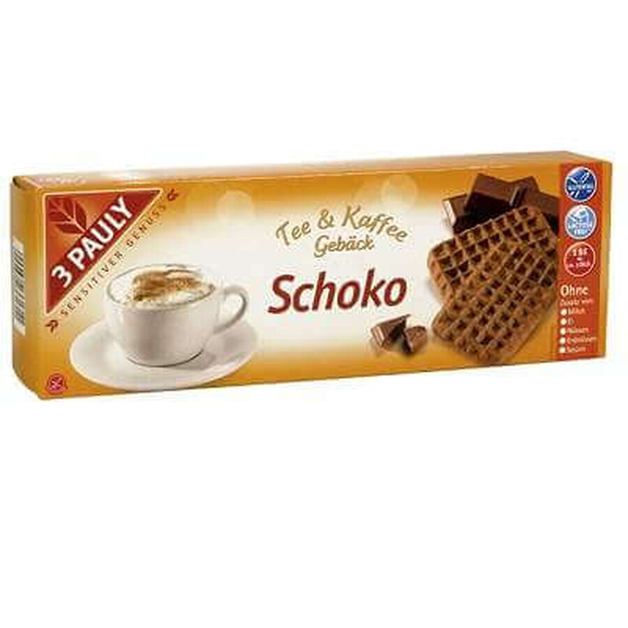 Biscuiței pentru ceai și cafea cu ciocolată, fără gluten și lactoză, 3 Pauly, 125 g, Haus Rabenhorst