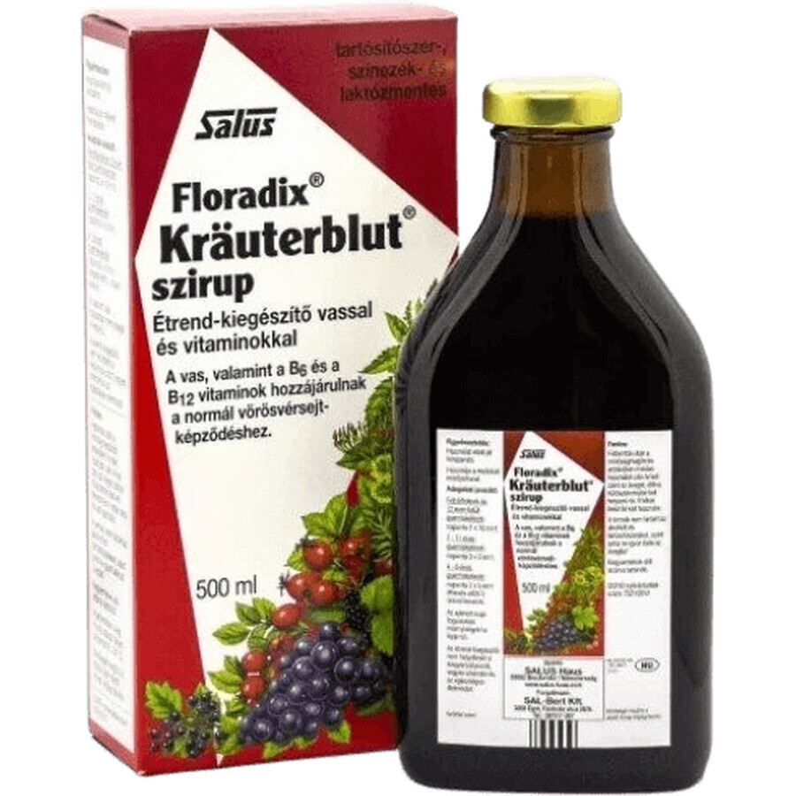 Salus Floradix Kräuterblut syrup with iron and vitamins 500 ml