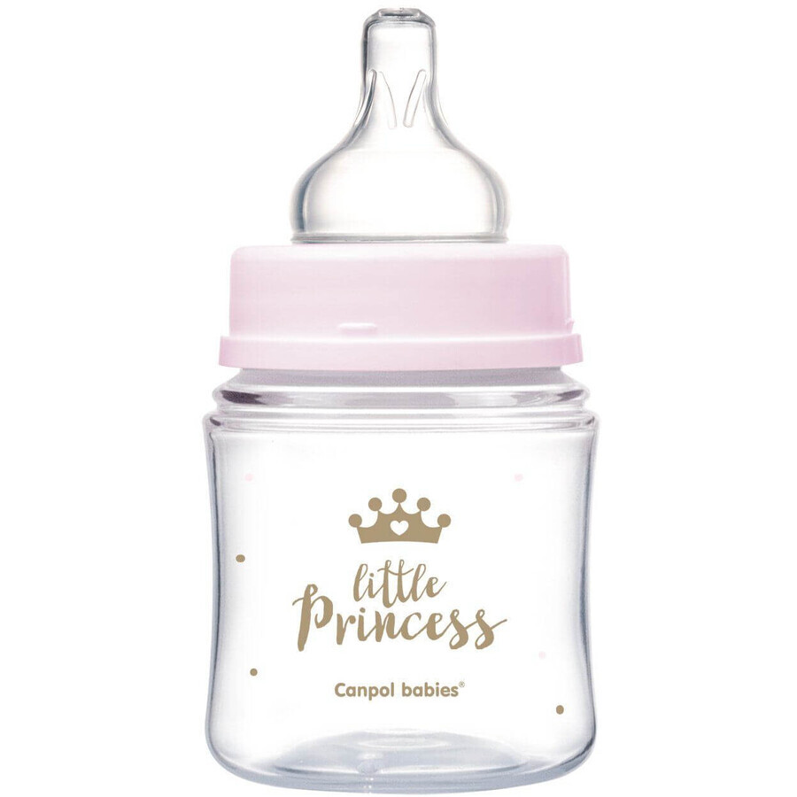 Canpol babies EasyStart ROYAL BABY 120 ml breite Anti-Kolik-Babyflasche ROYAL BABY rosa