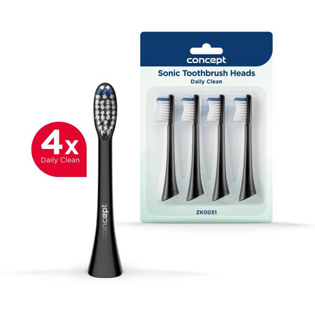 Concept ZK0051 Têtes de remplacement pour brosses à dents PERFECT SMILE ZK500x, Daily Clean 4 pcs.