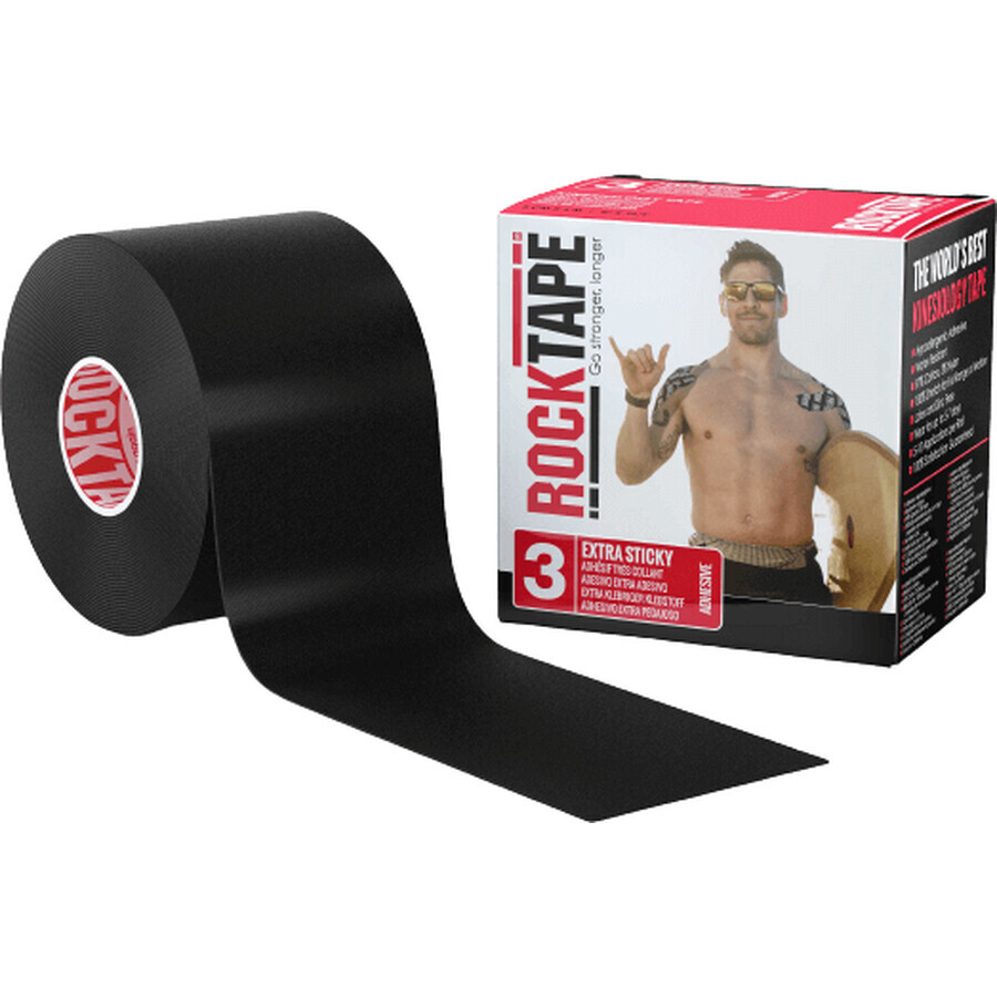 RockTape H2O kinesiologisches Band - schwarz 5 cm x 5 m