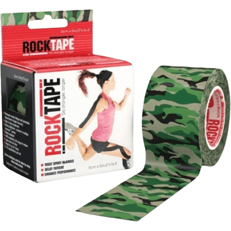 RockTape Design kinesiologisches Band, grün maskiert 5 m