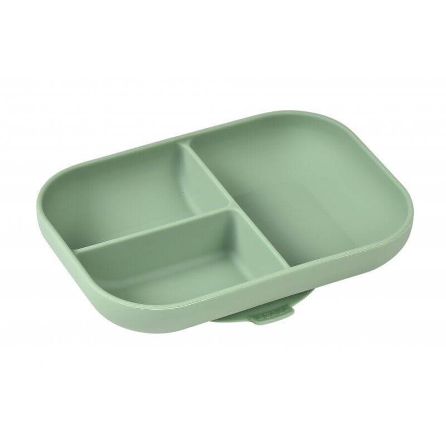 Beaba Split silicone plate with sage green suction cup