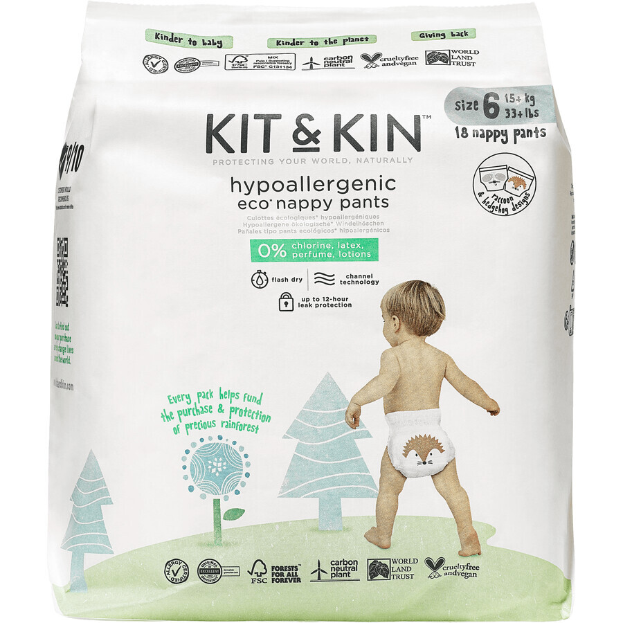 Kit & Kin Bio-Windelhöschen, Größe 6 18 Stück