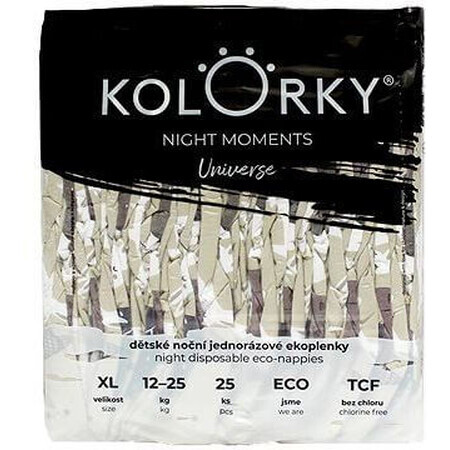 Kolorky Night Moments - Universe - XL (12-25 kg) ökologische Einweg-Nachtwindeln 25 Stück