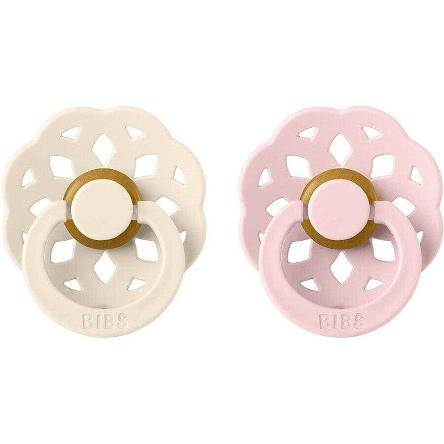 BIBS Boheme Ivory / Blossom natural rubber pacifiers size 2, 2 pcs