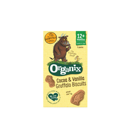 Gruffalo organic cocoa and vanilla biscuits, +12 months, 5 x20g, Organix