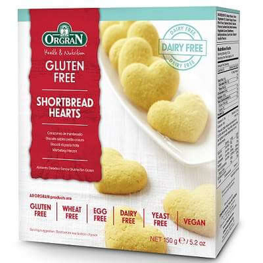 Premium glutenfreie süße Herzkekse, 150 g, Orgran