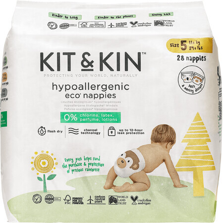 Kit & Kin Bio-Windeln, Größe 5 28 Stück