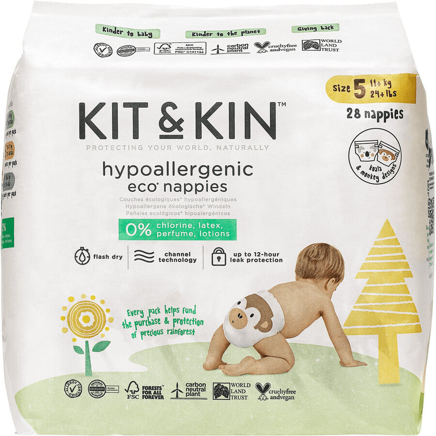 Kit & Kin Bio-Windeln, Größe 5 28 Stück