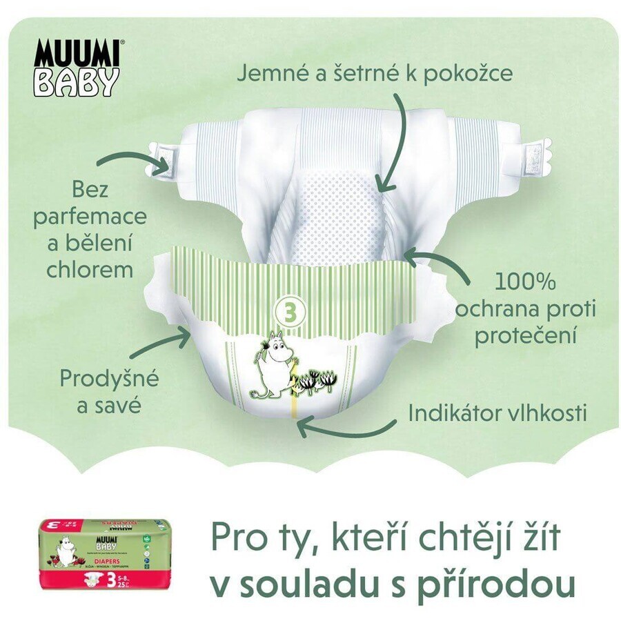 Muumi Baby Wegwerfwindeln 3 Midi 5-8kg, 25 Stück