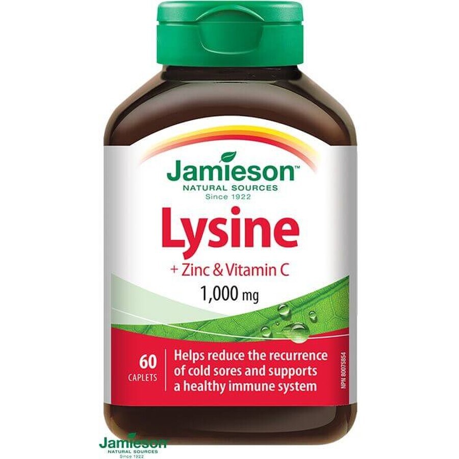 Jamieson Lysin 1000 mg mit Zink und Vitamin C 60 Tabletten