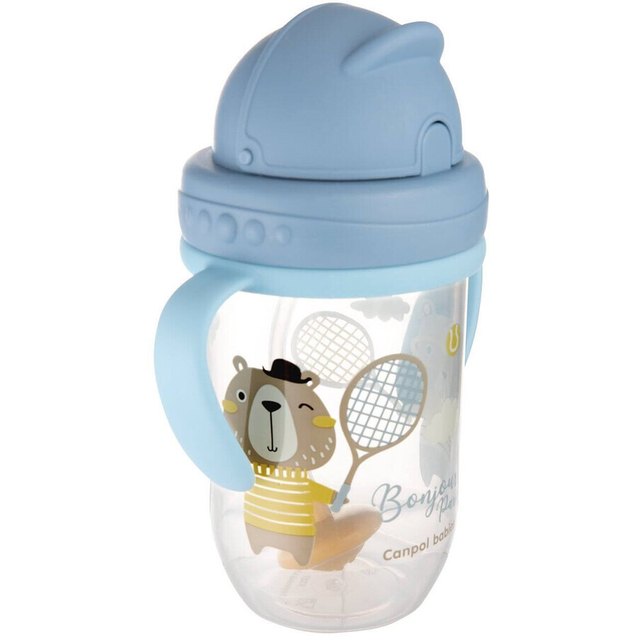 Baby Trinklerntasse Nicht fließender Strohhalm Trinklerntasse 6m+ Bonjour Paris blau 270 ml