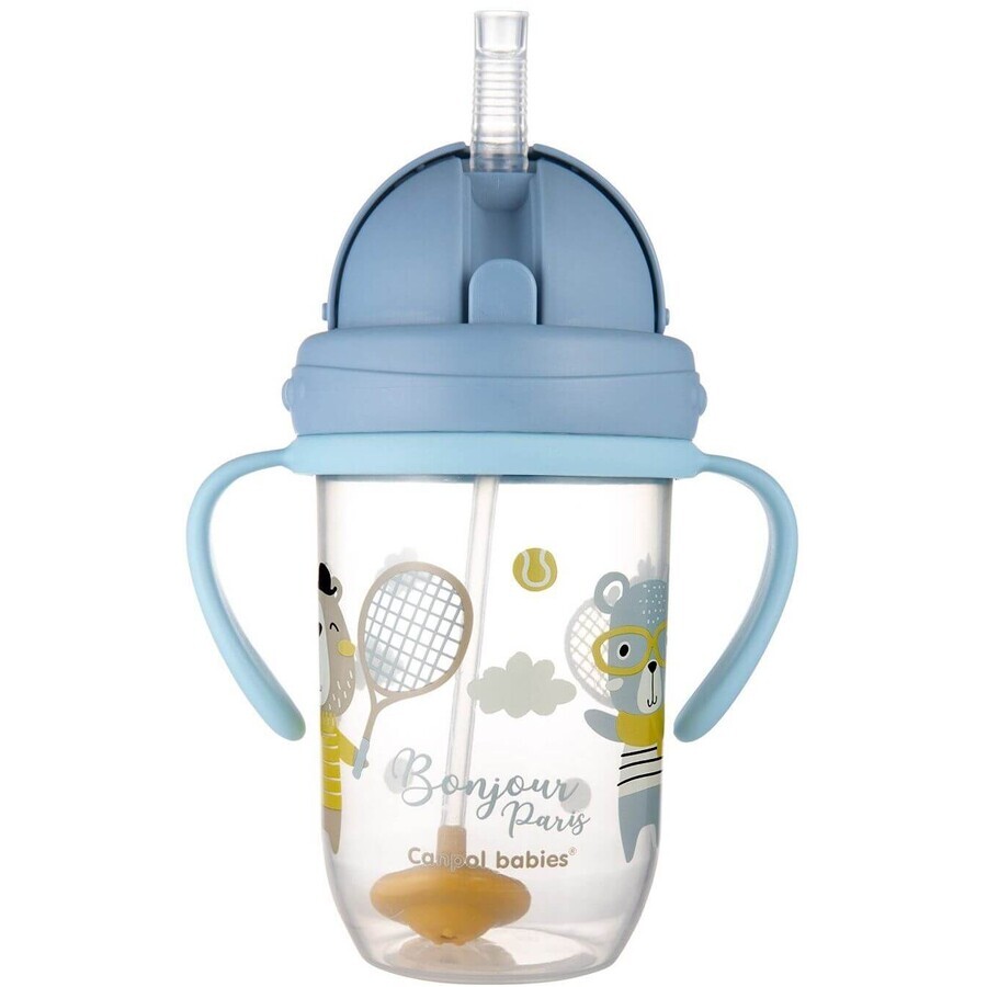 Baby Trinklerntasse Nicht fließender Strohhalm Trinklerntasse 6m+ Bonjour Paris blau 270 ml