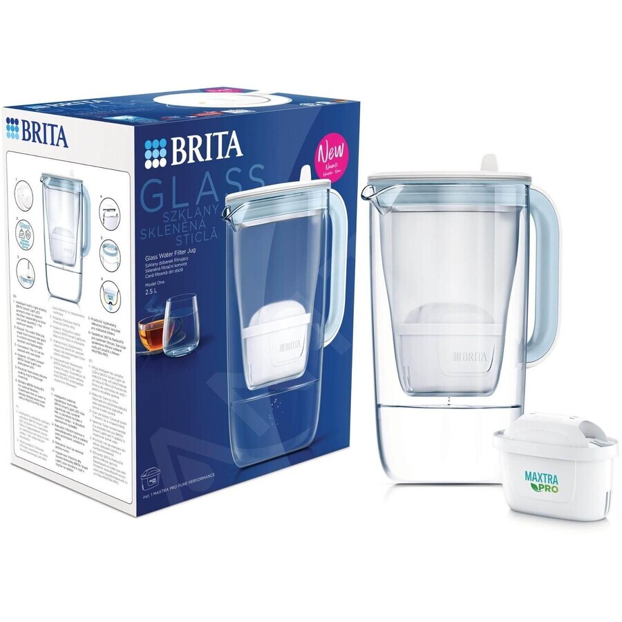 Brita One Filter-Wasserkocher, MX PRO Filter, Glas/Weiß 2,5 l