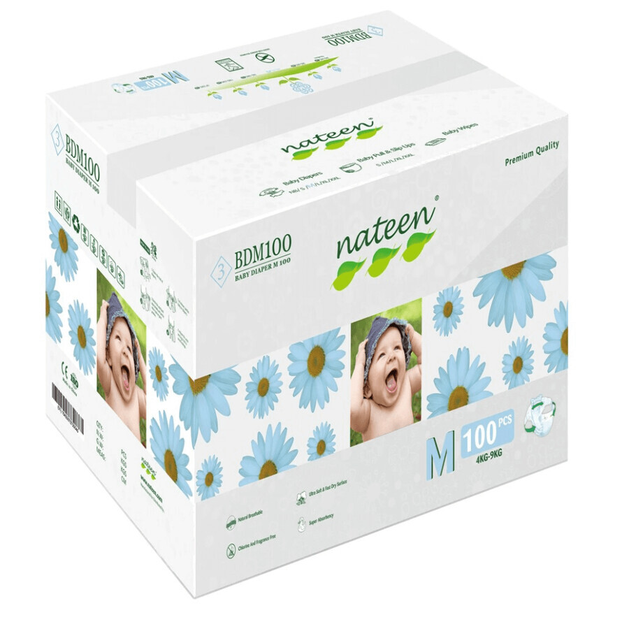 Scutece hipoalergenice Flex&Fit Premium, Medium, Nr. 3, 4-9 kg, 100 bucati, Nateen