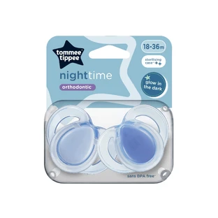 Smoczki ortodontyczne Night Time, 18-36 miesięcy, 2 sztuki, niebieski, Tommee Tippee