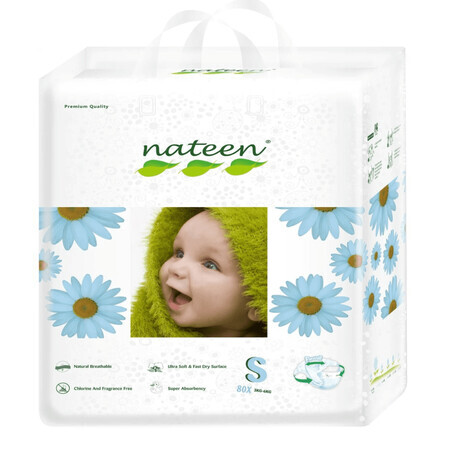 Hypoallergenic diapers Flex&Fit Premium, Small, Nr. 2, 3-6 kg, 80 pieces, Nateen