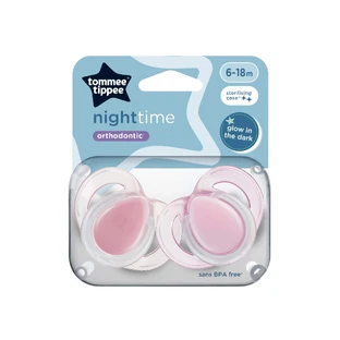 Night Time orthodontische Schnuller, 6-18 Monate, 2 Stück, Rosa, Tommee Tippee