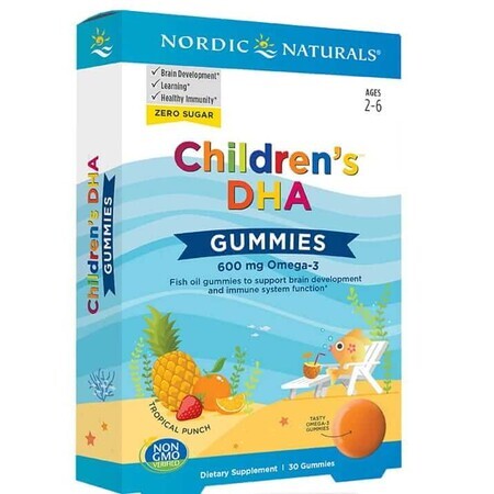 Nordic Naturals, DHA Gelees für Kinder, tropischer Punsch 600 mg 30 Gelees