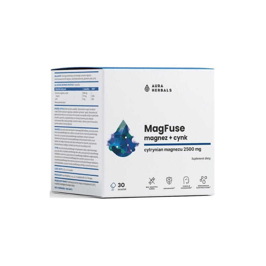 MagFuse - magneziu + zinc - pliculețe 30 buc Aura Herbals