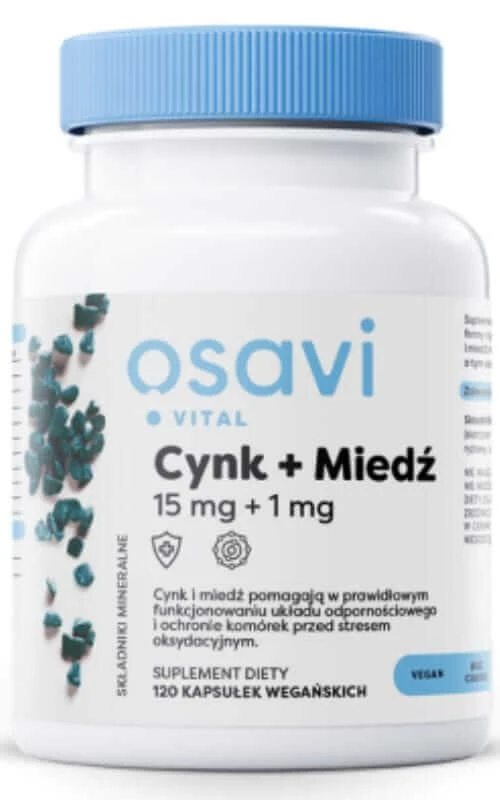 Osavi Zink + Kupfer, 15 mg + 1 mg - 120 vegane Kapseln