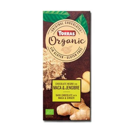 Bio-Bitterschokolade mit Maca- und Ingwerpulver, 100 g, Torras