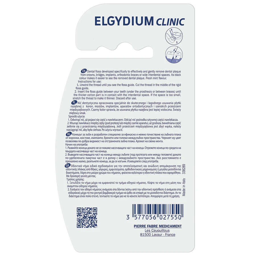 Elgydium Clinic DentalFloss Crossing, Zahnseide für Zahnspangen und Implantate