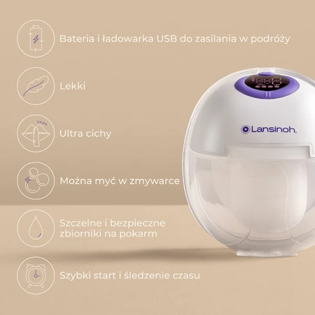 Pompă electrică de sân Lansinoh Hands-free, fără fir, SensiMed