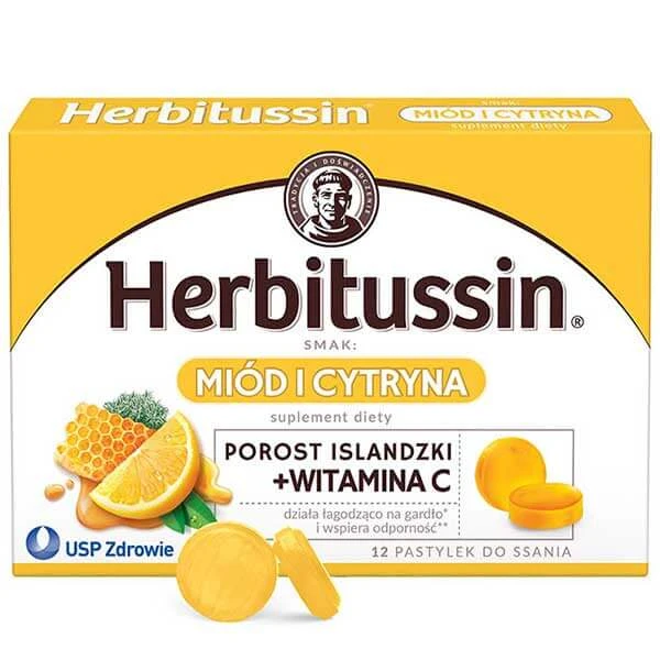 Herbitussin Honig und Zitrone, 12 Tabletten