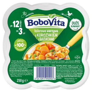 BoboVita Lunch, buntes Gemüse mit Huhn und Süßkartoffeln, 250 g