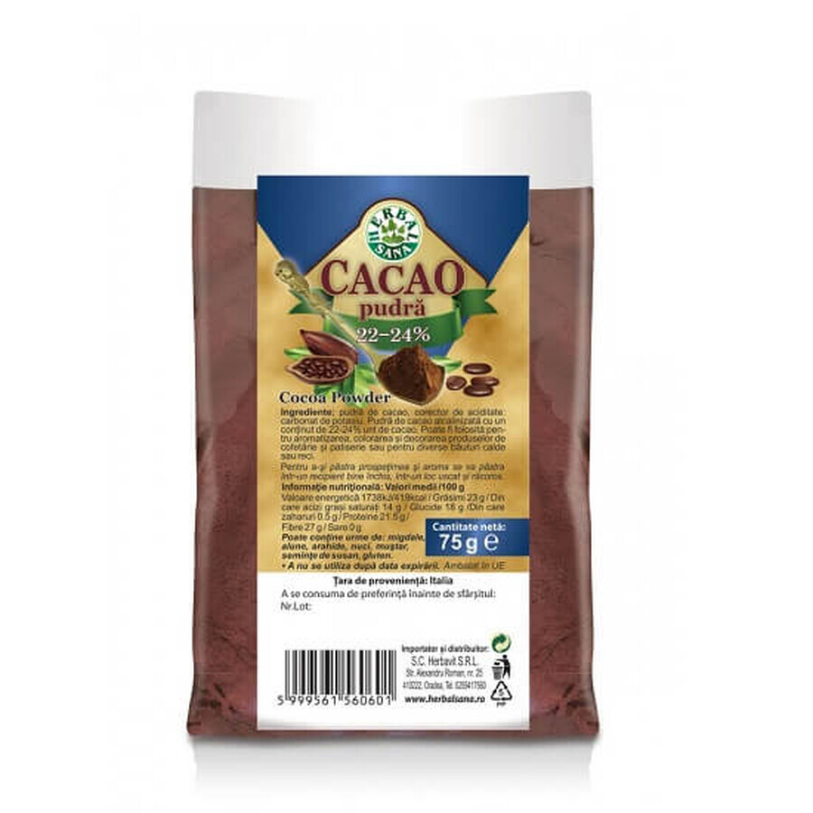 Kakaopulver 22-24%, 75 g, Herbal Sana