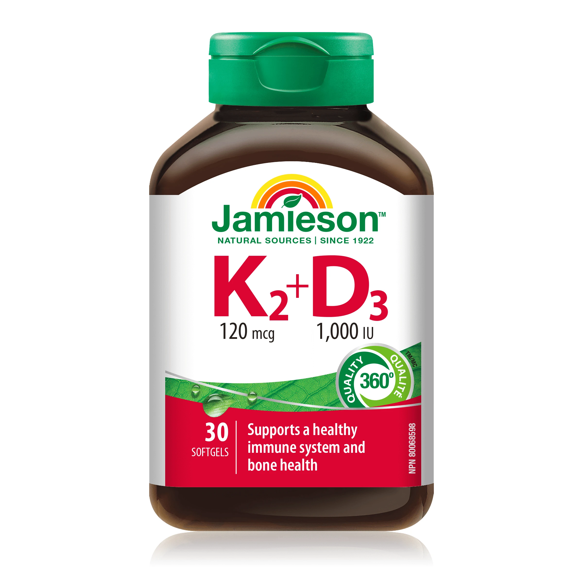Vitamin K2 120 MCG + D3 1000 IU, 30 Kapseln, Jamieson