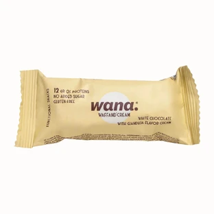 Eiweißwaffel mit weißer Schokolade und Gianduia-Creme, 43 g, Wana